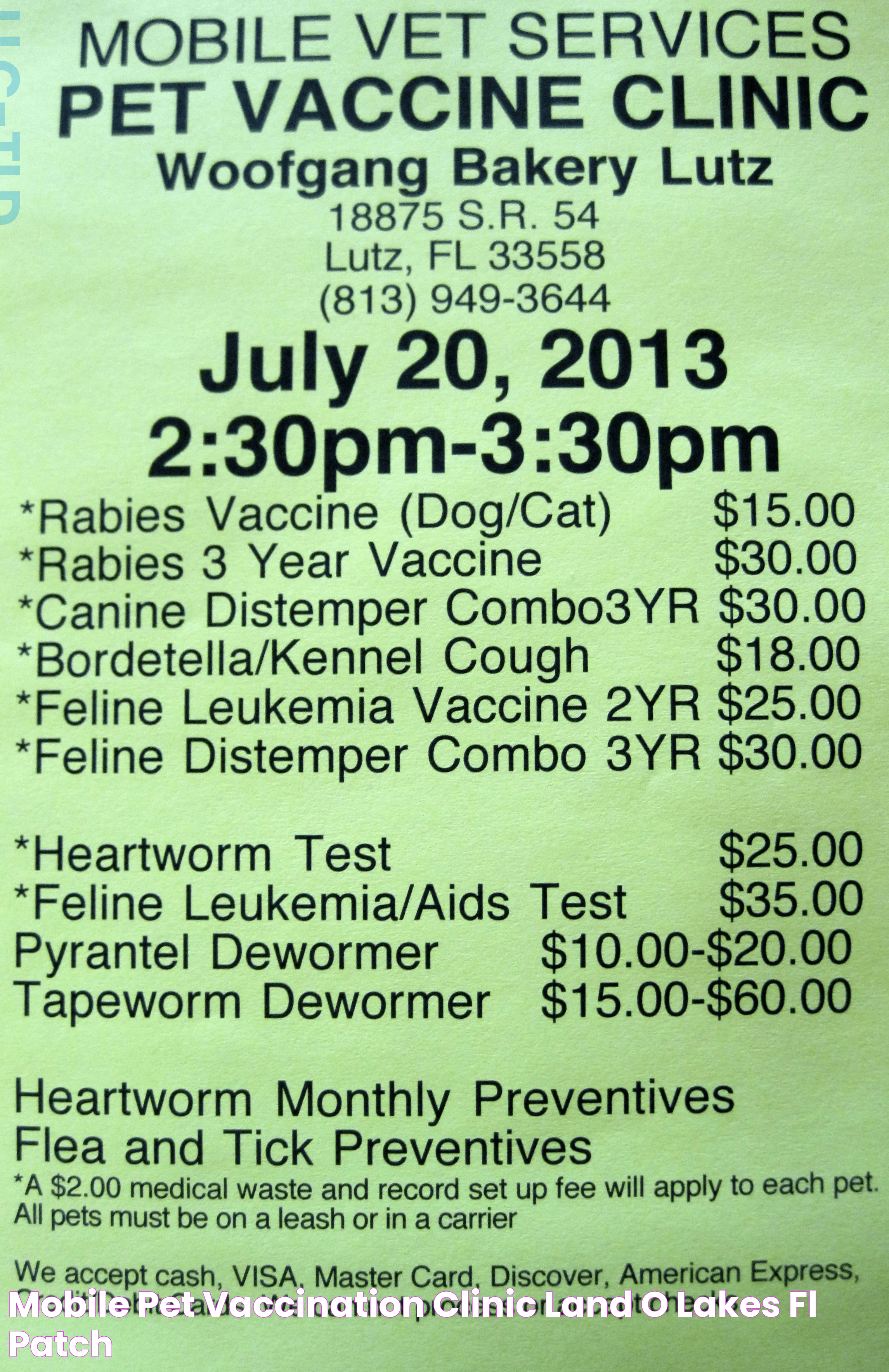 Mobile Pet Vaccination Clinic Land O' Lakes, FL Patch