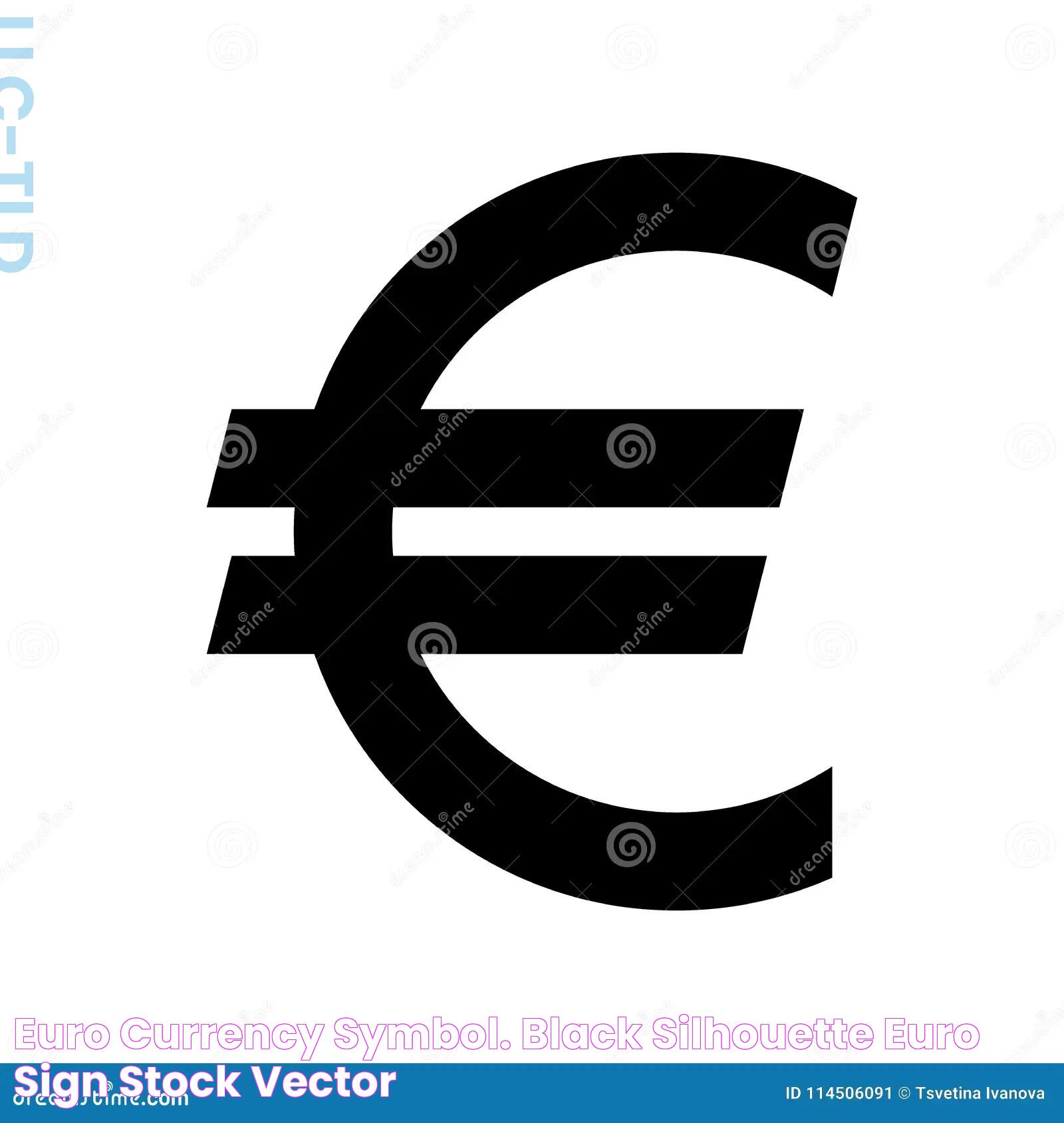 Euro Currency Symbol. Black Silhouette Euro Sign Stock Vector