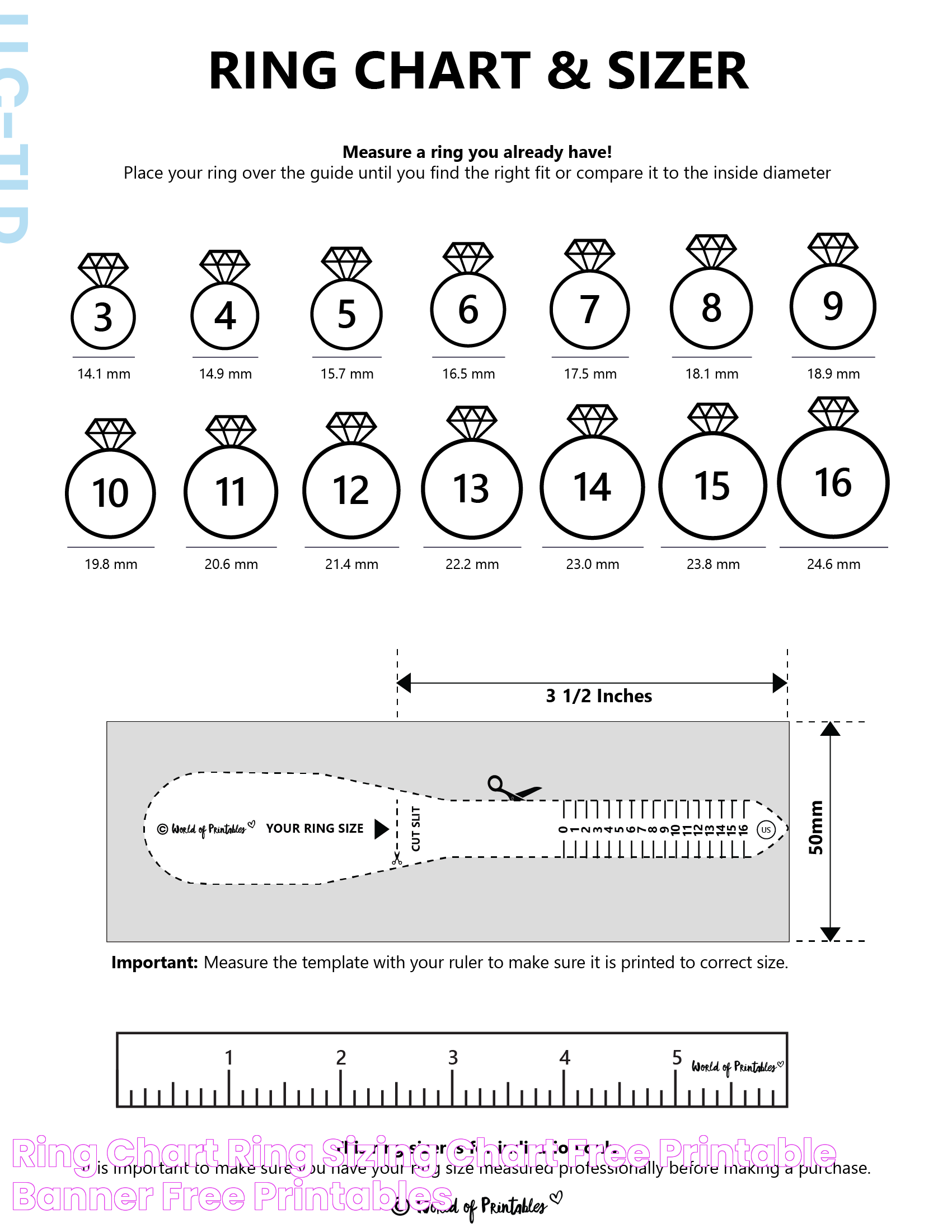 Ring Chart, Ring Sizing Chart, Free Printable Banner, Free Printables
