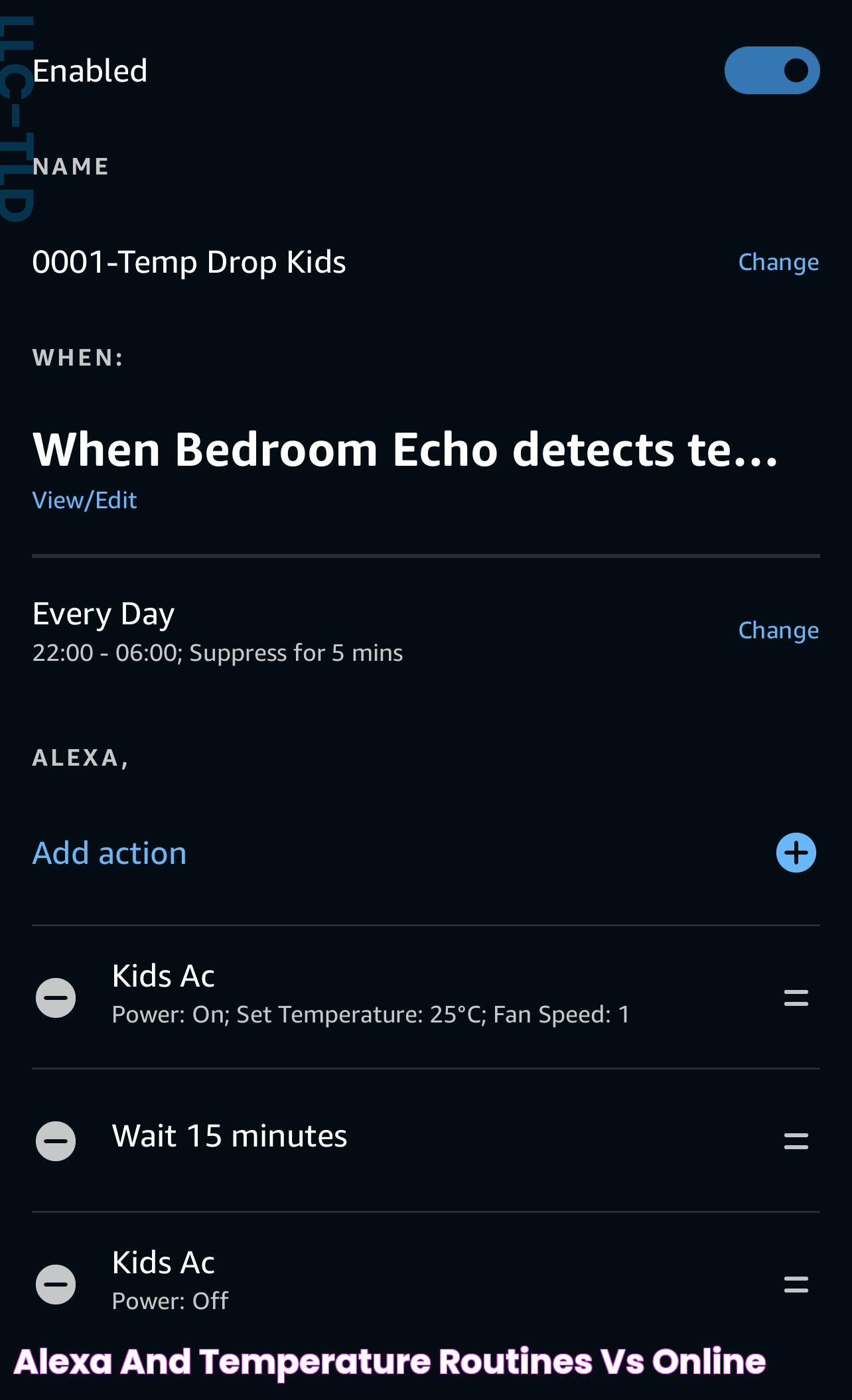 Alexa and Temperature routines VS Online