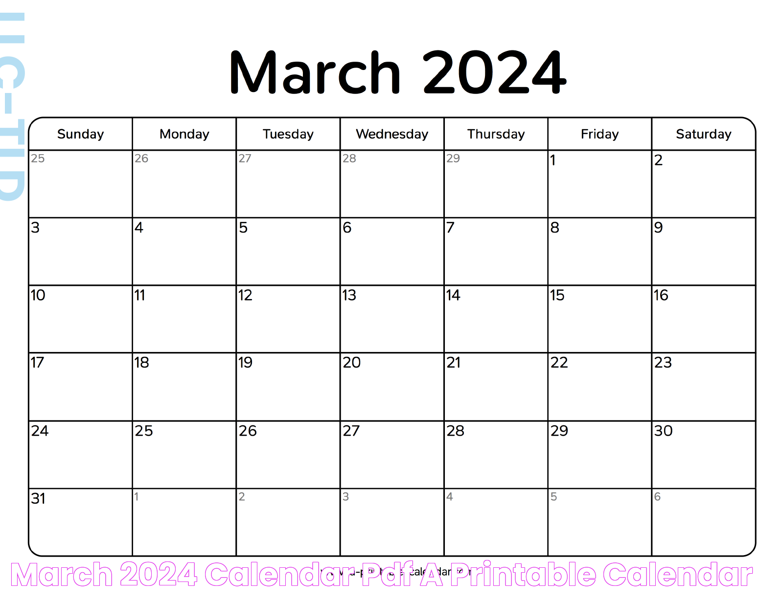 March 2024 Calendar PDF A Printable Calendar