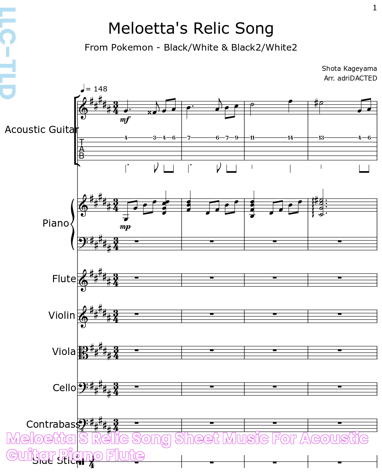 Meloetta's Relic Song Sheet music for Acoustic Guitar, Piano, Flute