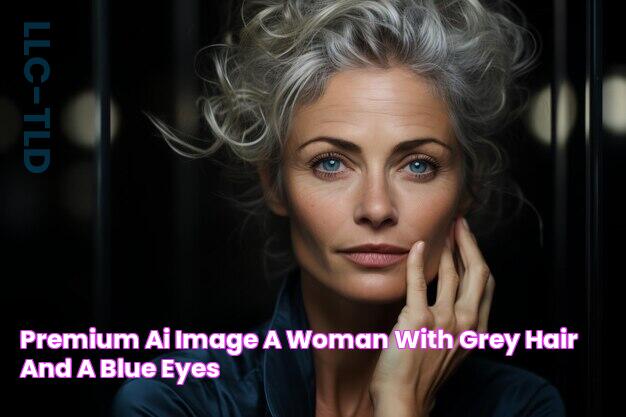 Premium AI Image A woman with grey hair and a blue eyes