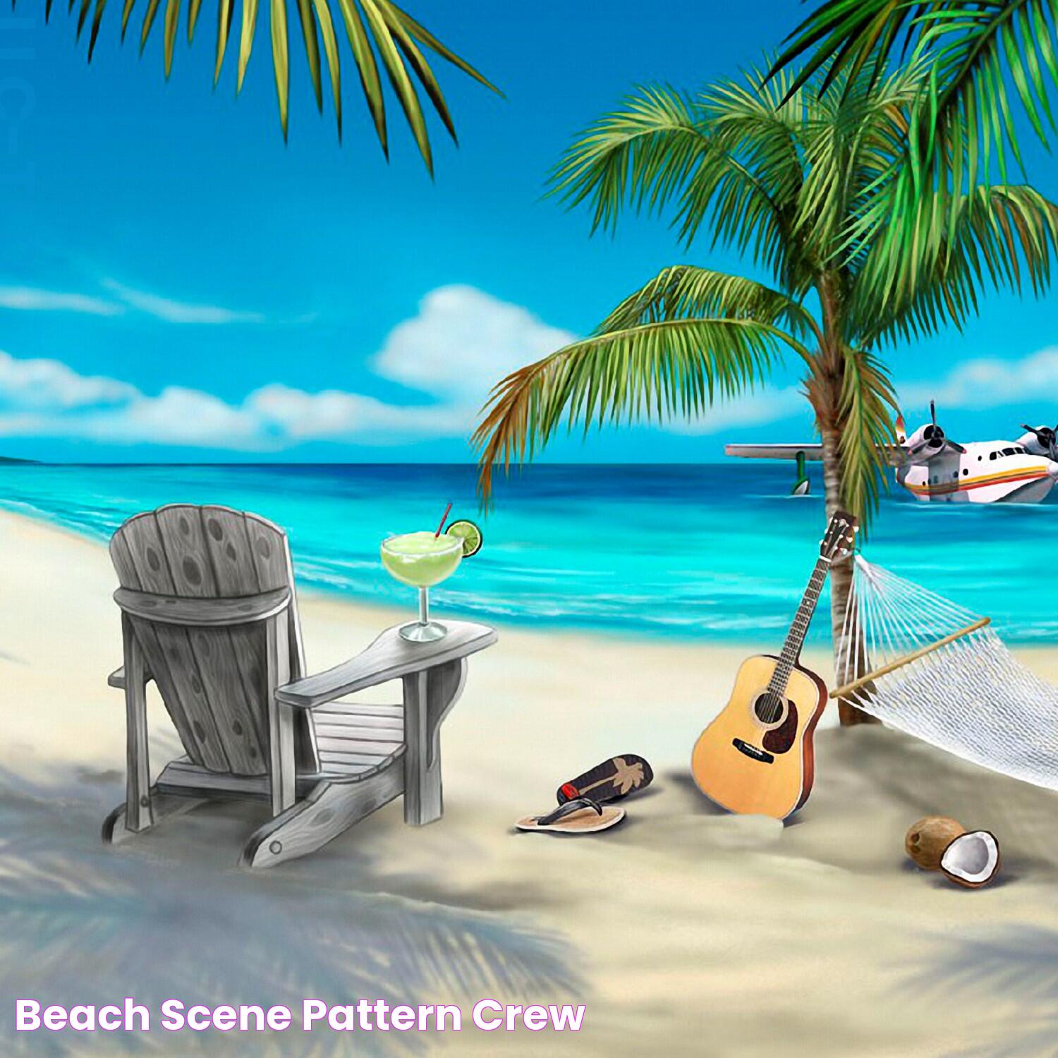 Beach Scene Pattern Crew