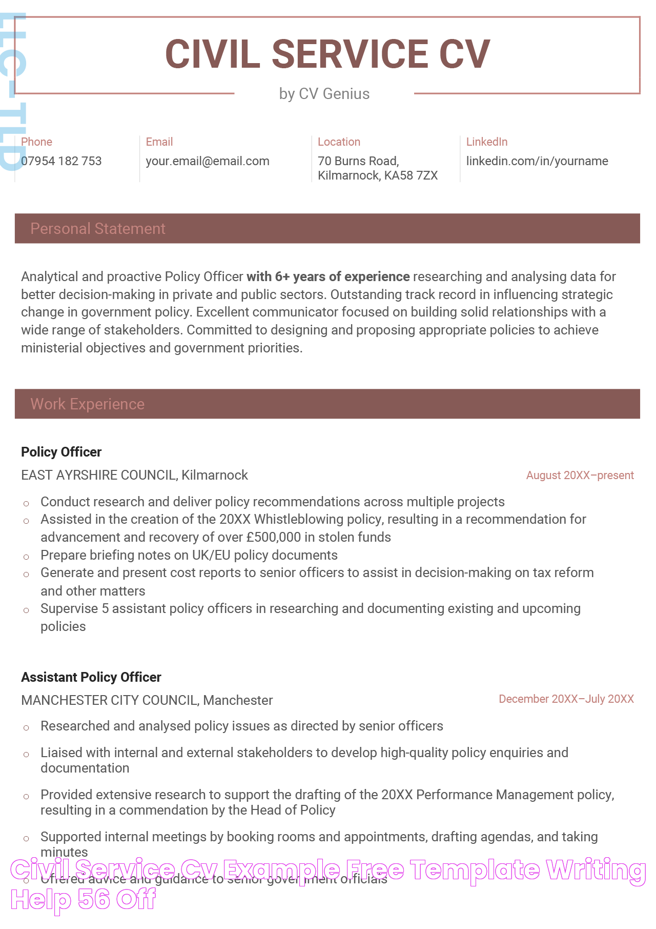 Civil Service CV Example, Free Template, Writing Help, 56 OFF