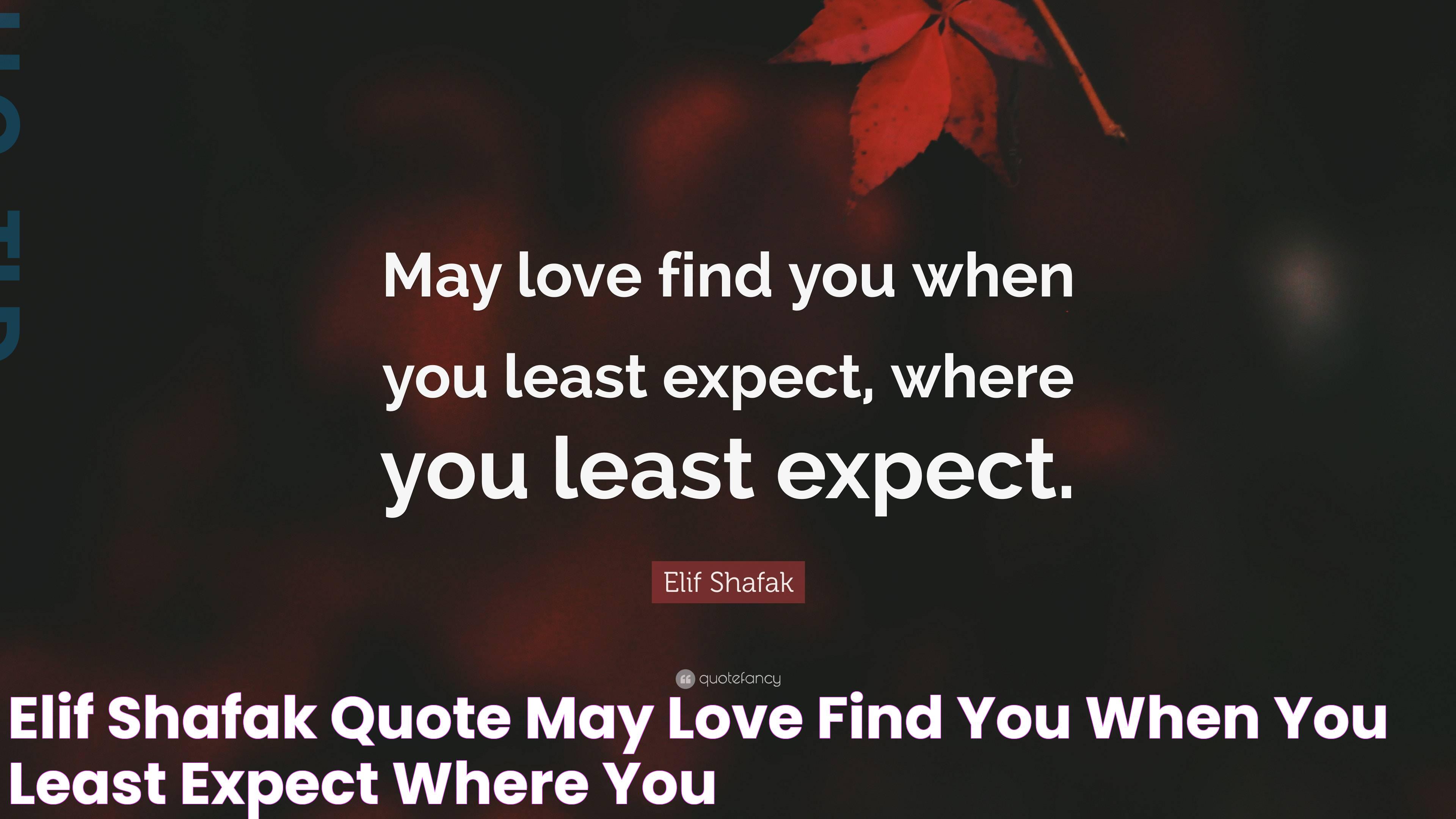 Elif Shafak Quote “May love find you when you least expect, where you