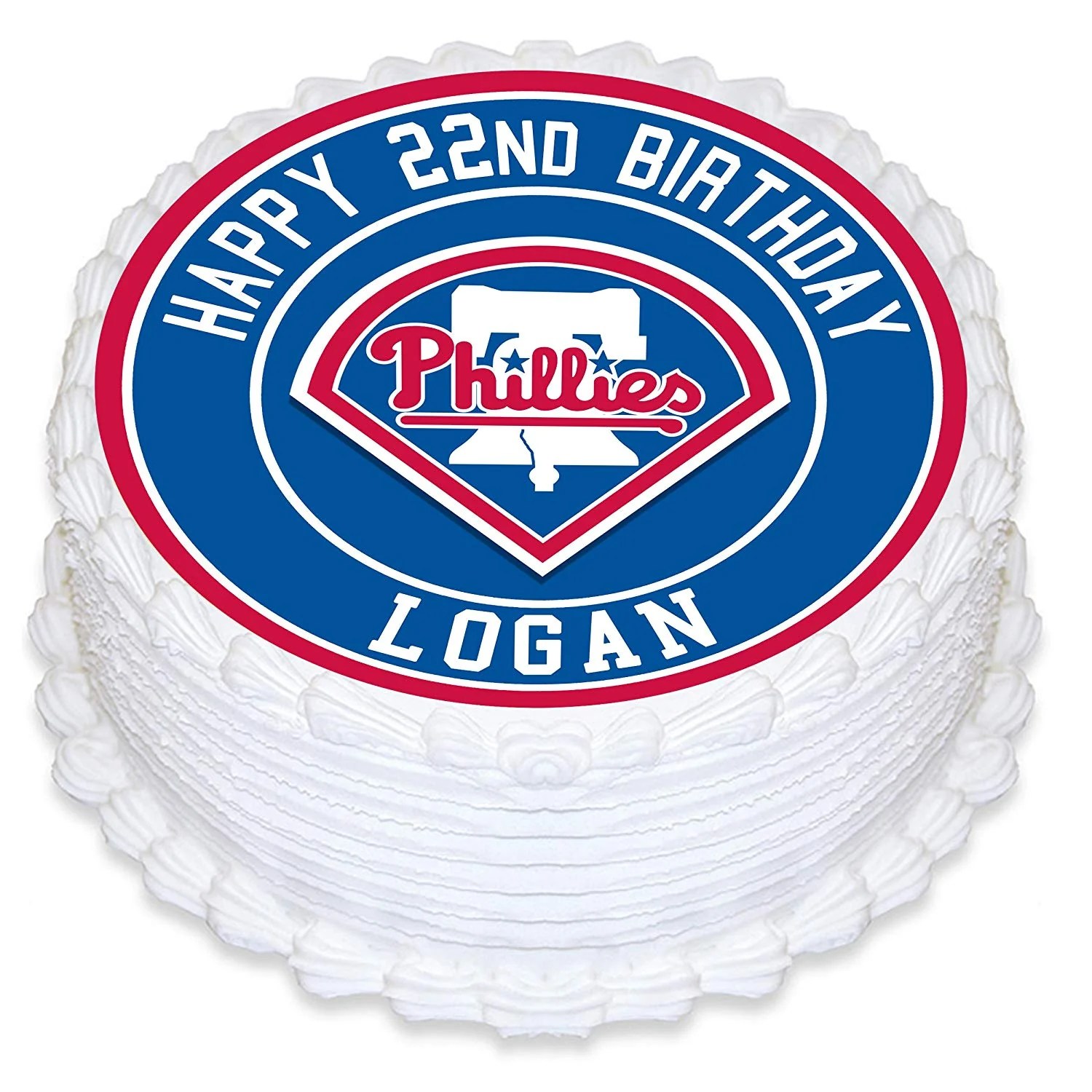 Philadelphia Phillies Baseball Edible Cake Toppers Round Edible Cake