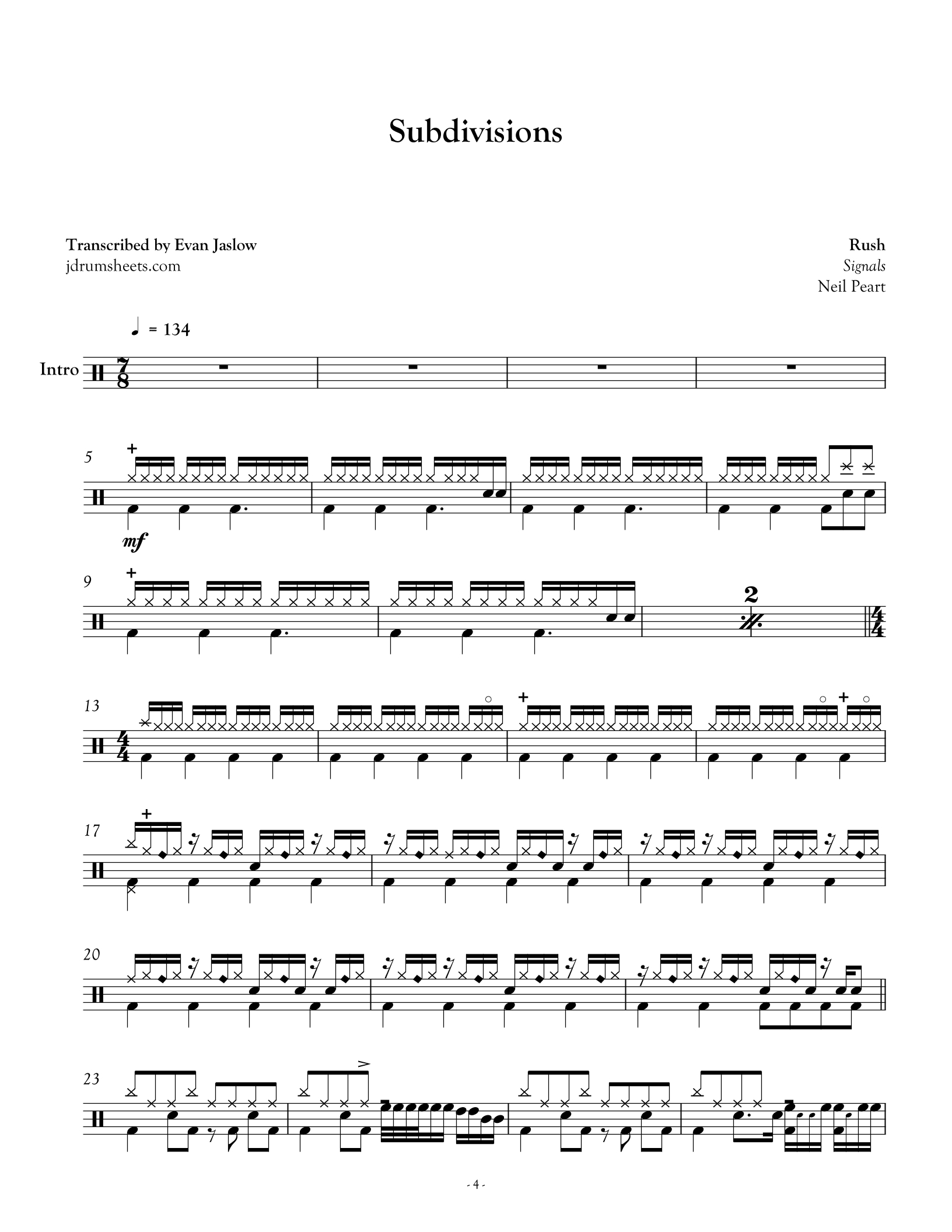 Rush Signals (Full Drum Transcription) NoteRunner