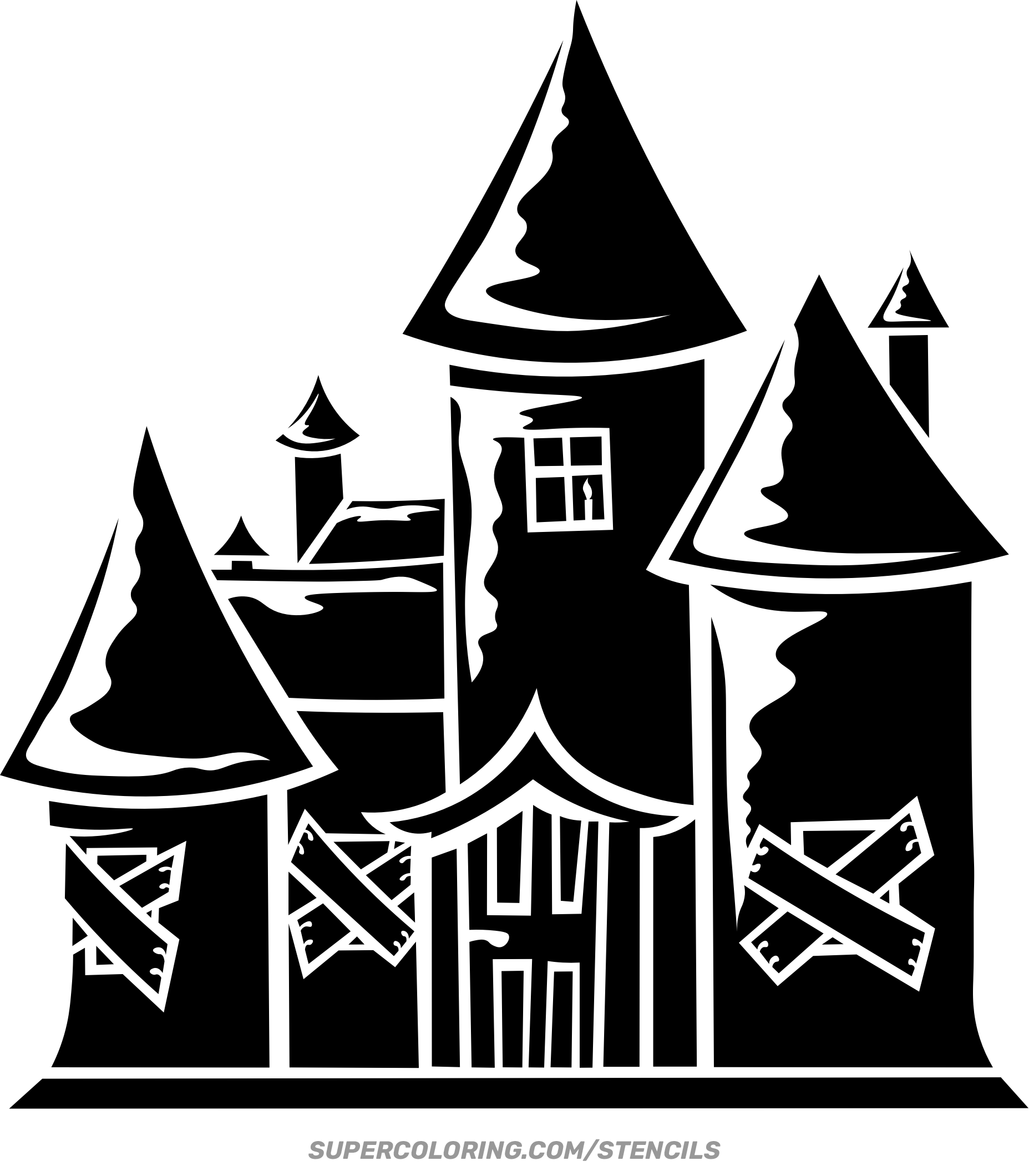 Stencil of Haunted House Free Printable Papercraft Templates