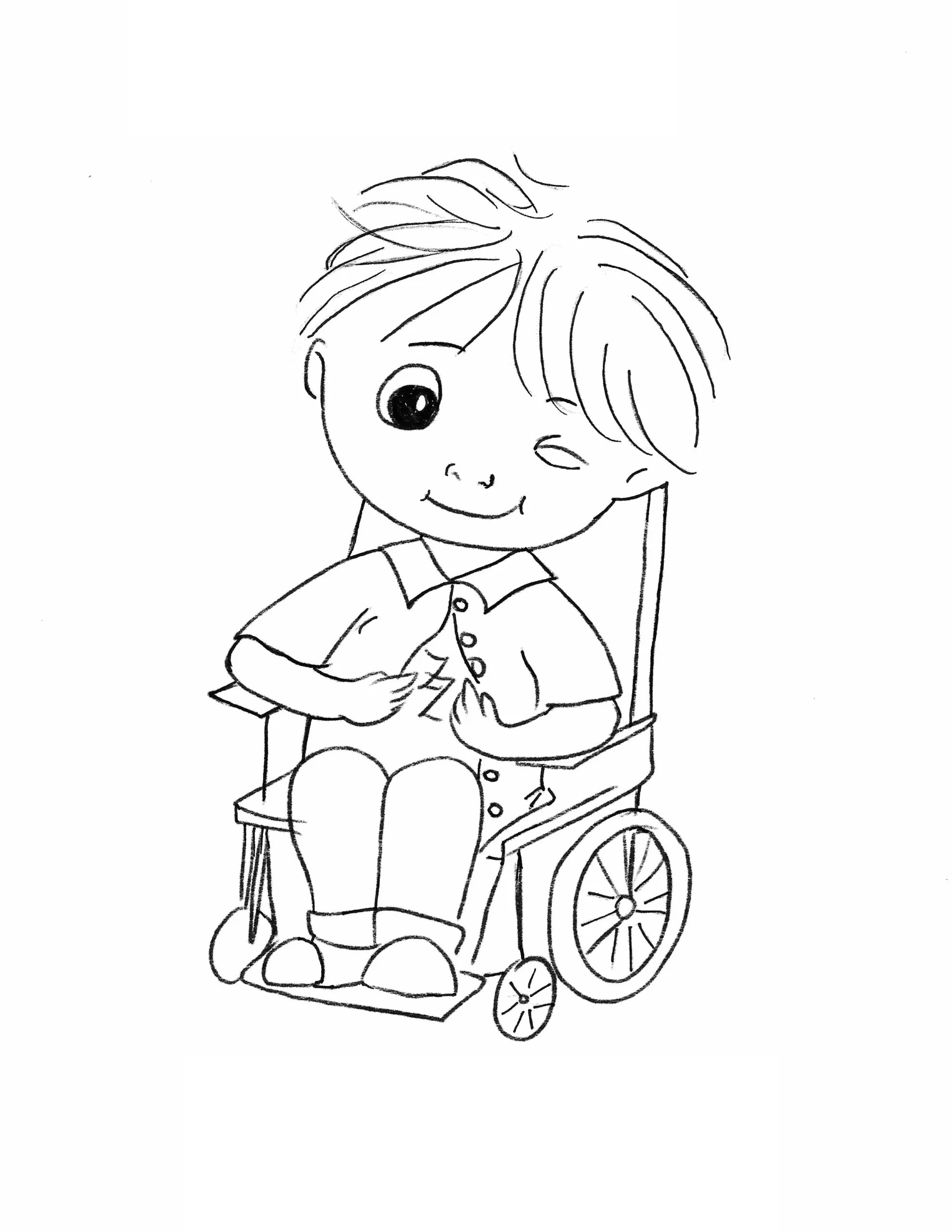 Zippy Zach on Wheelchair coloring page Download, Print or Color