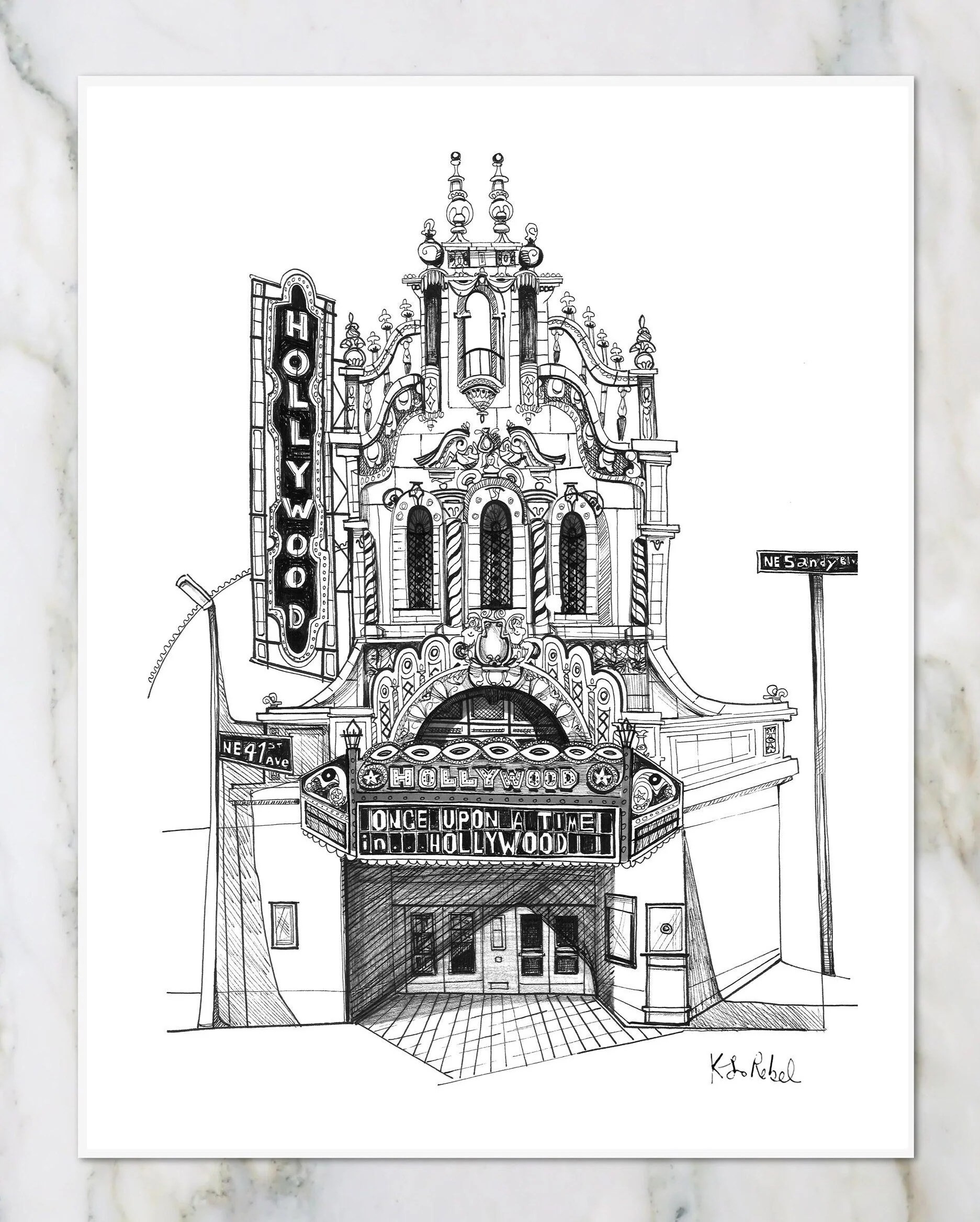 Hollywood Theater Portland Art Print KLoRebel Art Co.