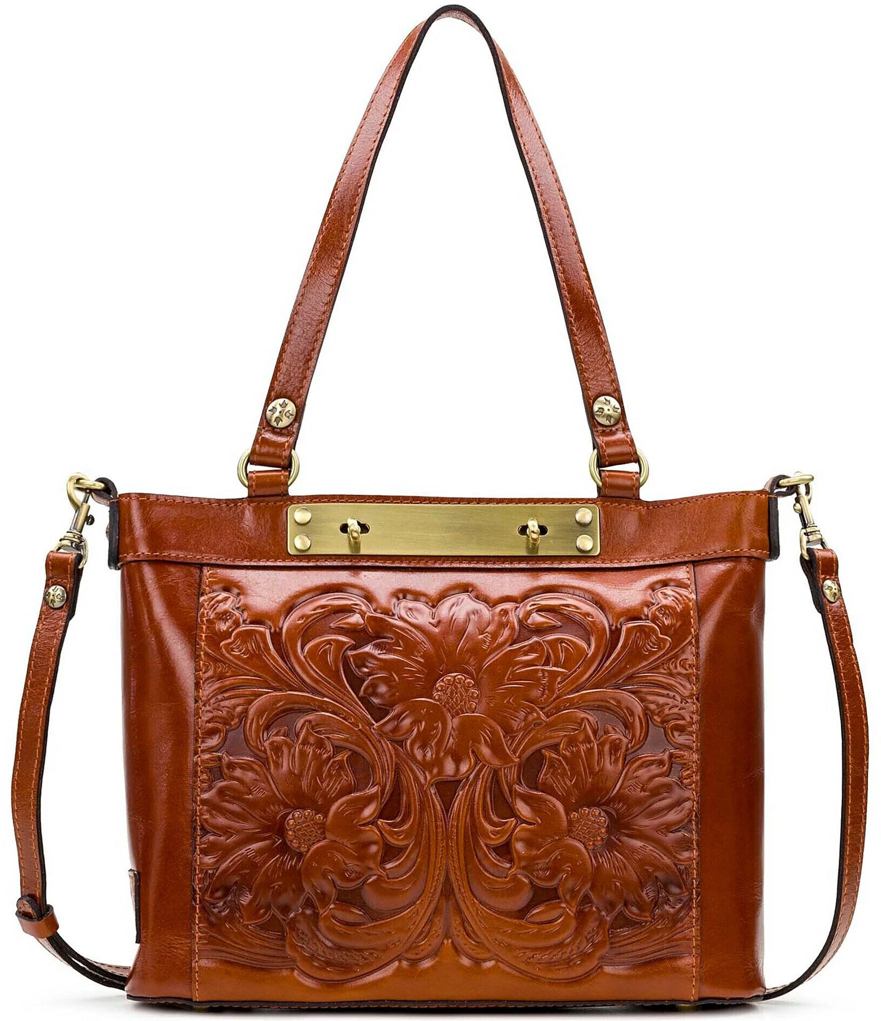 Patricia Nash Arden Floral Embossed Tan Leather Tote Bag Dillard's