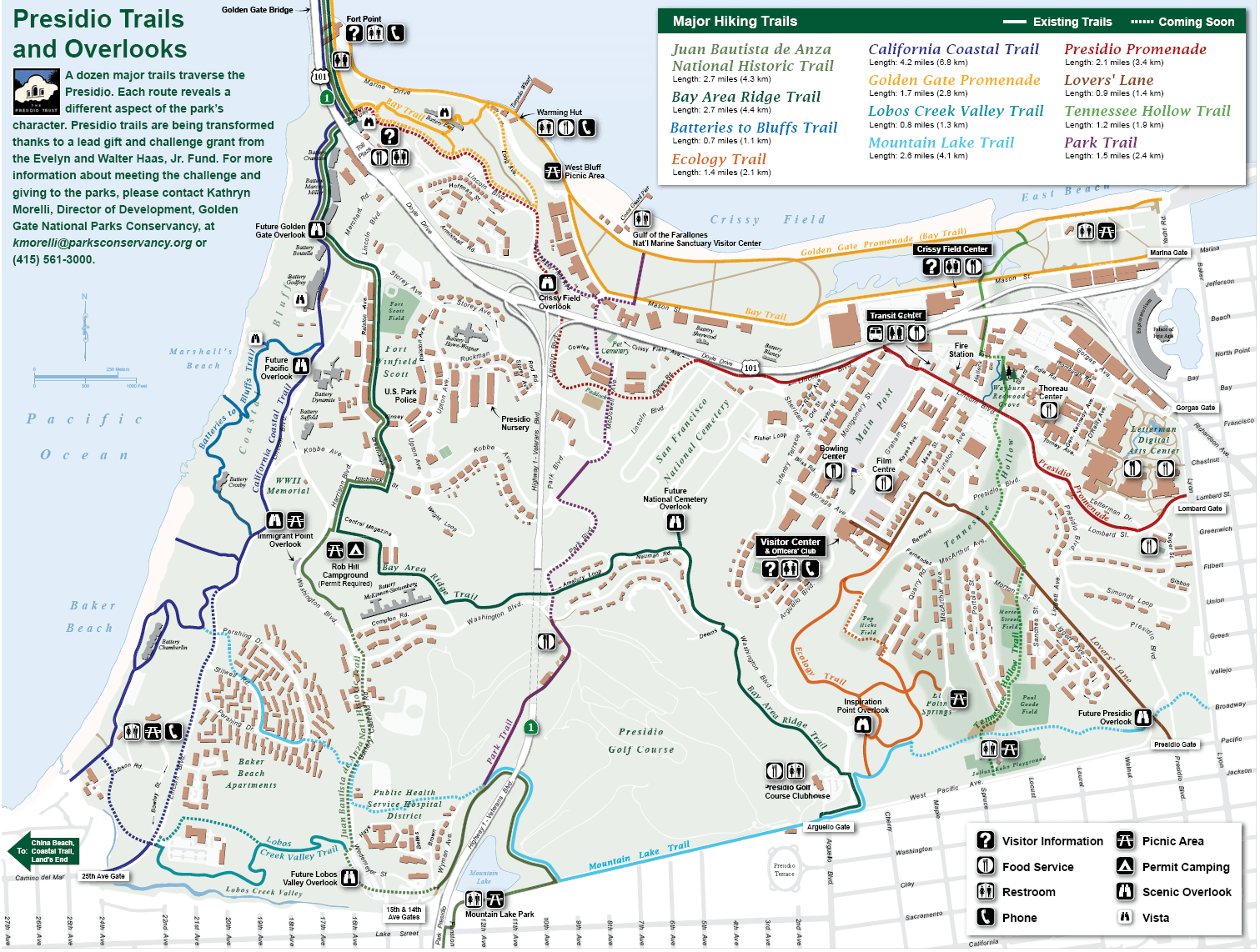 Presidio Trail and Overlook Map Presidio San Francisco California